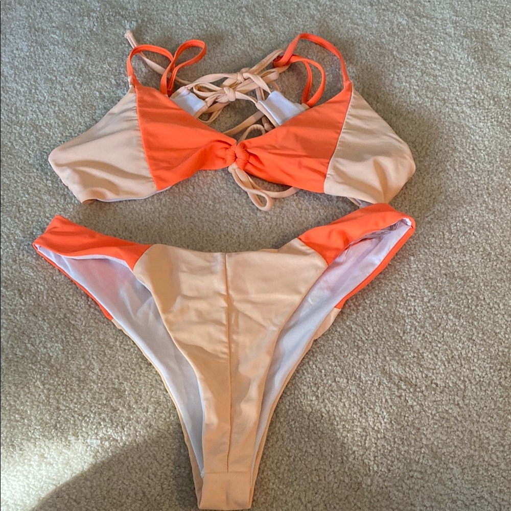 Shein size large bikini orange and light peach